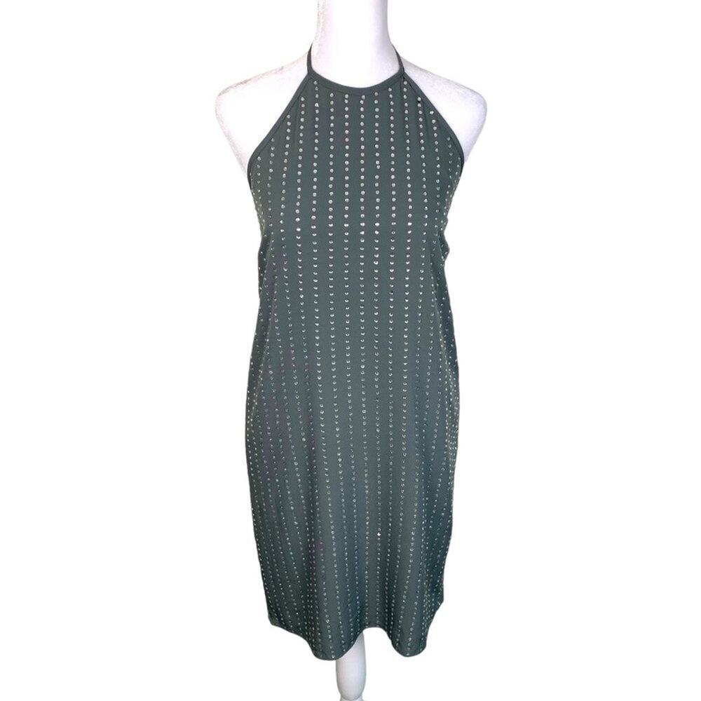 Susana Monaco Dress Women's Sz S Steel Grey Sequin Halter Short Trendy Party